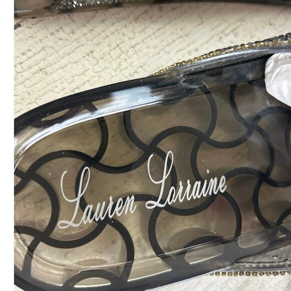 Lauren Lorraine Womens 10 Black Silver Jeweled Jelly Slides Slip On Sandals NEW - Picture 7 of 7